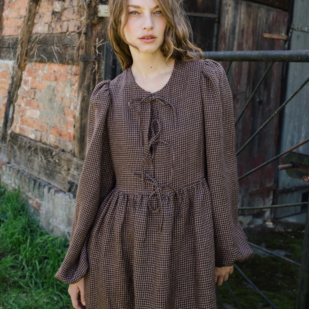 SKYE bow tie linen dress